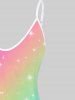 Plus Size Starlight Print Rainbow Color Tank Top -  