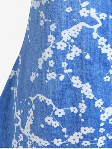 Plus Size 3D Denim Print Floral Tee