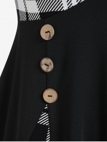 Plus Size Plaid Sweetheart Neck Tee