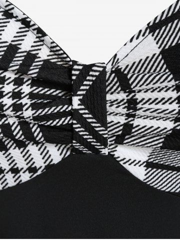 Plus Size Plaid Sweetheart Neck Tee