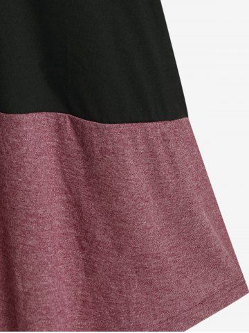 Plus Size Colorblock Long Sleeves Tee with Buttons