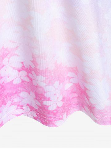 Plus Size Floral Print Ombre Color Crisscross Dress