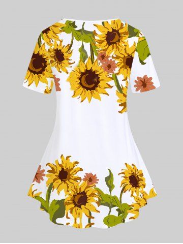Plus Size Short Sleeve Sunflower Print Tee