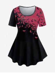 Plus Size Colorblock Bat Print Tee -  