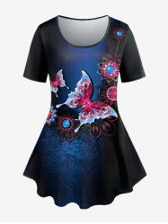 Plus Size Butterfly Print Tee -  
