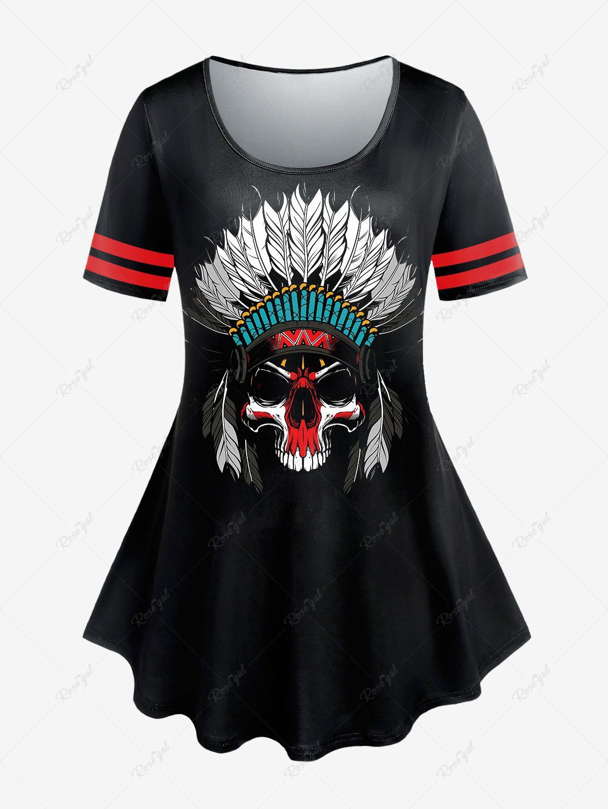 T-shirt Gothique à Imprimé Crâne de Grande Taille Noir M | US 10
