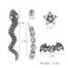 5 Pièces Ensemble de Boucles D'Oreilles Chauve-souris Serpent - Argent 