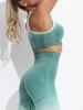 Ombre Heather Racerback Cropped Summer Sports Bra -  