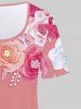 T-shirt à Imprimé Floral Grande Taille - Rose clair 5x | US 30-32