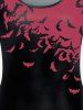 T-shirt en Blocs de Couleurs à Imprimé Chauve-souris de Grande Taille - Noir 5x | US 30-32