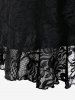 Ensemble de Blouse en Dentelle Transparente de Grande Taille à Volants et de Camisole - Noir 3X | US 22-24