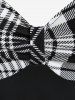 Plus Size Plaid Sweetheart Neck Tee -  