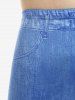 Legging Moulant à Imprimé 3D Jean Fleuri à Taille Haute de Grande Taille - Bleu 2x | US 18-20