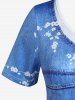 T-shirt à Imprimé 3D Denim Floral Grande Taille - Bleu L | US 12