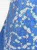 T-shirt à Imprimé 3D Denim Floral Grande Taille - Bleu 3X | US 22-24