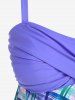 Plus Size Plaid Twist Padded Backless Tankini Top Swimsuit -  