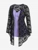 Ensemble de Cardigan Asymétrique Ouvert en Avant de Grande Taille avec Camisole Plissée - Noir L | US 12