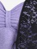 Ensemble de Cardigan Asymétrique Ouvert en Avant de Grande Taille avec Camisole Plissée - Noir L | US 12