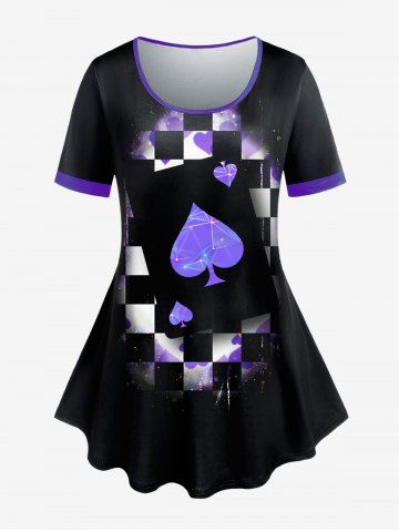 Plus Size Cards of Spades Printed Short Sleeves Ringer Tee