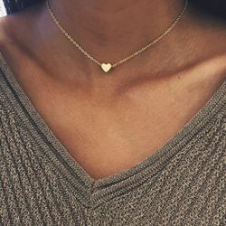 Heart Chains Thin Choker Necklace - GOLDEN