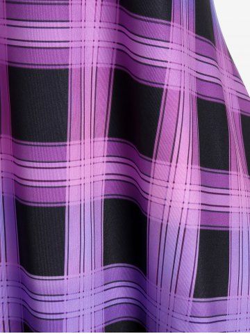 Plus Size Colorful Plaid Cold Shoulder Tee