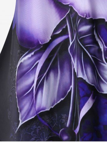 Plus Size Colorblock Rose Print Tee