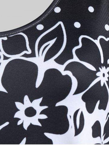 Plus Size Polka Dot Floral Print Tee