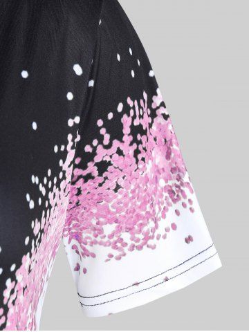 Plus Size Butterfly Print Colorblock Tee