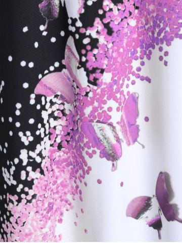 Plus Size Butterfly Print Colorblock Tee