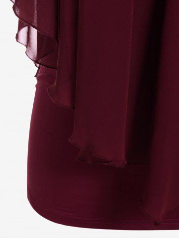 Plus Size Chiffon Overlay Cold Shoulder Tee
