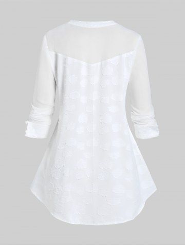 Plus Size Solid V Notched Long Sleeves Shirt