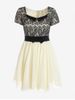 Plus Size Lace Panel Chiffon Mini A Line Dress -  