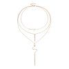 Multi Layered Vertical Stick Thin Chain Pendant Necklace -  