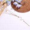 Multi Layered Vertical Stick Thin Chain Pendant Necklace -  