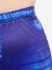 Plus Size 3D Jeans Butterfly Printed Capri Leggings -  