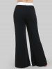 Pantalon en Blocs de Couleurs à Taille Haute Grande Taille à Ourlet de Cloche - Blanc S | US 8