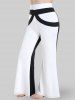 Pantalon en Blocs de Couleurs à Taille Haute Grande Taille à Ourlet de Cloche - Blanc S | US 8
