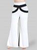 Pantalon en Blocs de Couleurs à Taille Haute Grande Taille à Ourlet de Cloche - Blanc S | US 8