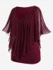 Plus Size Chiffon Overlay Cold Shoulder Tee -  