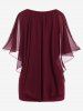 Plus Size Chiffon Overlay Cold Shoulder Tee -  