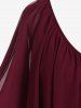 Plus Size Chiffon Overlay Cold Shoulder Tee -  