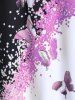 T-shirt à Imprimé Papillon Blocs de Couleur Grande Taille - Rose clair 3X | US 22-24