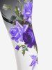 Legging Corsaire à Imprimé Rose en Blocs de Couleurs à Taille Haute de Grande Taille - Pourpre  L | US 12