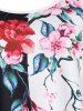Flower Print Colorblock Short Sleeve Tee -  