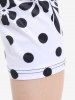 Plus Size Polka Dot Floral Print Capri Leggings -  