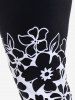 Plus Size Polka Dot Floral Print Capri Leggings -  