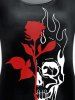 T-shirt Gothique à Imprimé Fleur Crâne à Manches Courtes de Grande Taille - Noir M | US 10