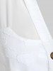 Chemisier en Couleur Unie de Grande Taille Manches Longues à Col V - Blanc 2X | US 18-20