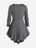 Plus Size Long Sleeves Tie Fly Ruffles Tee and Lace Panel Tank Top Set -  
