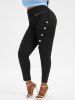 Buckle Rivet Plaid Insert Tank Top and Skinny Leggings Plus Size Outfit -  